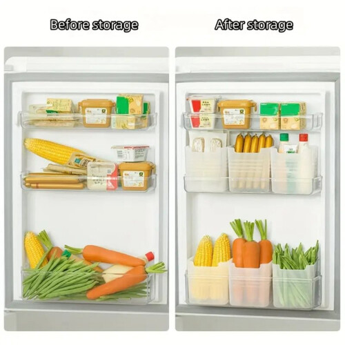 10Pcs Clear Refrigerator Storage Box Space-Saving Kitchen Organization Food Sorting Boxes for Fridge Door