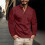 (Black, L) Spring Summer Men's Long Sleeve Stand Collar Shirt Solid Base Layer 3