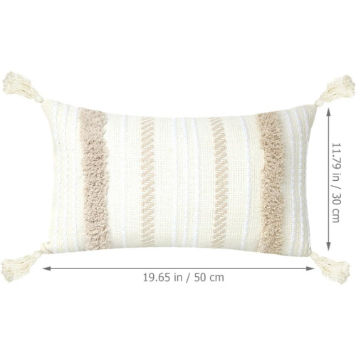 Practical Decorative Throw Pillow Cover 100% Cotton Cloth Rectangular Shape Tassel Decors Simple Beauty Elegance 1