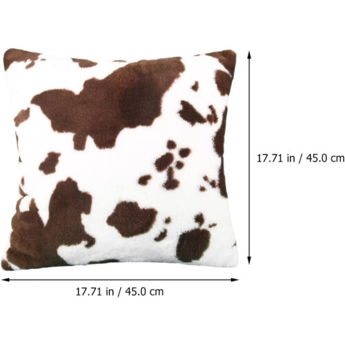 2pcs Cow Pattern Sofa Pillowslip Plush Throw Pillow Covers Reusable 1