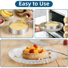 8pcs Perforated Crumpet Rings,Stainless Steel Tartelette Moulds, Mousse Tartelette Moulds,for Mousse,Tarts, Pizzas