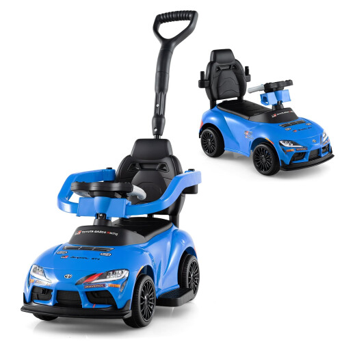 3-in-1-Kleinkind-Elektroauto mit Schiebegriff, Blau