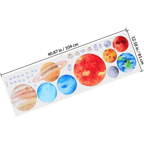 Peel and Stick Nine Planets Wall Sticker Decals para Quarto e Criança 1
