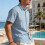(Light Khaki, S) Men's Solid Casual Cardigan Button-Down Shirt 4