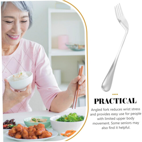2pcs garfo ergonômico leve garfos para meninos e meninas aço inoxidável angular comer 1
