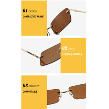Fashion Rectangle Rimless Sunglasses Women Unisex Retro Glasses Eyeglasses Streetwear Accessories light