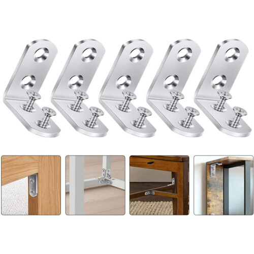 16 Stück Edelstahl-Eckwinkel, hochbelastbare Eckverbinder, Befestigungselemente 2