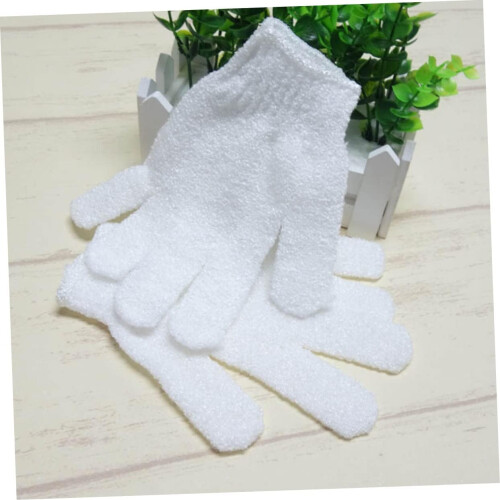 Badehandschuh mit Peelingfunktion, Fünf-Finger-Körperbürstenhandschuh (weiß) 1