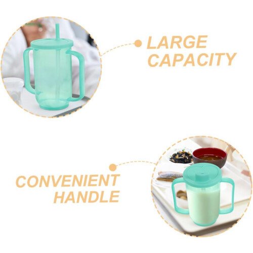 2pcs Spill Proof Cups for Adults with Straw Drinking Cups for Disabled and Elderly 2