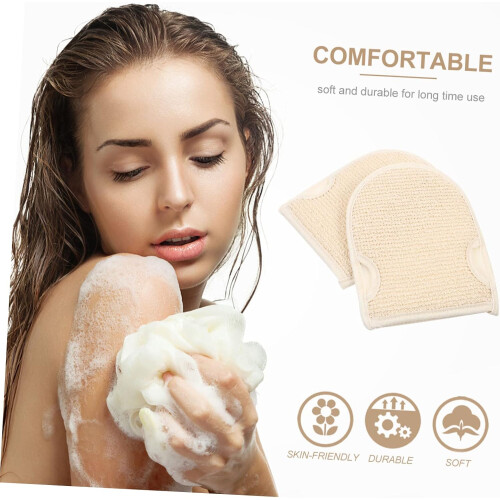 2 Stück Peelinghandschuhe, doppelseitige Badehandschuhe für Körperpeeling unter der Dusche 1