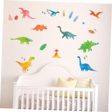 2sheets Cartoon Dinosaur Wall Stickers Self-Adhesive Reflective Wall Decals for Boys and Girls Bedroom Decor