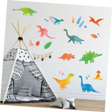 2 foi de desene animate cu dinozauri, autocolante de perete reflectorizante autoadezive pentru decor dormitor băieți și fete