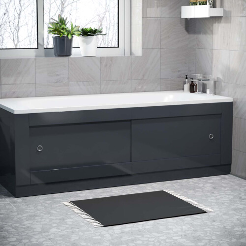 NES Home Nes Home Dark Grey PVC 1700mm 2 Sliding Doors Bath Front Panel