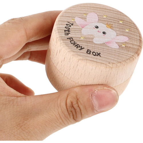 Tooth Storage Box Teeth Holder Large Capacity Solid Wood round Keepsake Box 2