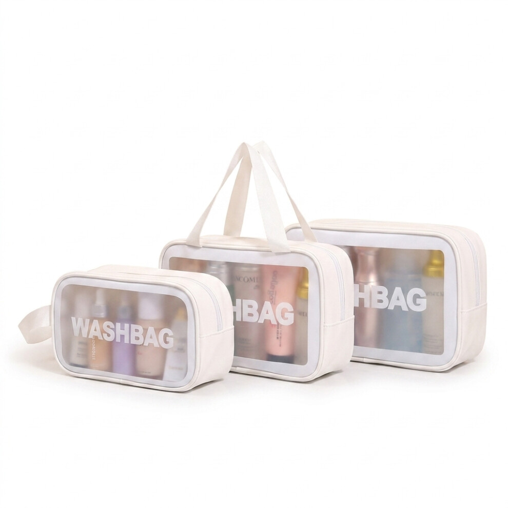 White Transparent Pvc Cosmetic Bag, Large Clear Toiletry Bag, Waterproof Wash Bag