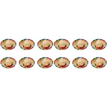 Paquet de 12 Petits Chapeaux Sombrero, Chapeaux Paille Naturelle de 6,5 Pouces, Chapeaux de Fête Sombrero, Fournitures de Décoration de Fête sur le