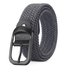 Herren Elastischer Gewebter Gürtel - 110 cm Verstellbarer Canvasgürtel mit Schnalle Grey