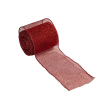 Kerstlint van stof, 500 cm x 6,3 cm, rood/groen of goud/rood.