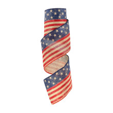 Patriottisch dubbelzijdig lint met draadversterking, 4,7 inch x 5 yards