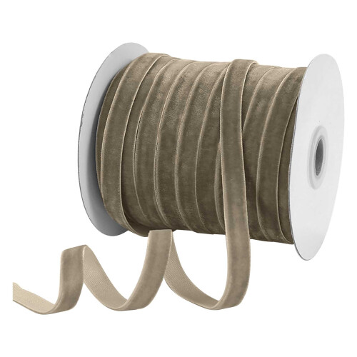 cm breites Samtband mit Draht, 50 Yards, Graugrün