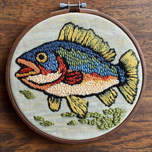 Nålehulssæt Bass Fish Pattern20x20cm Ring