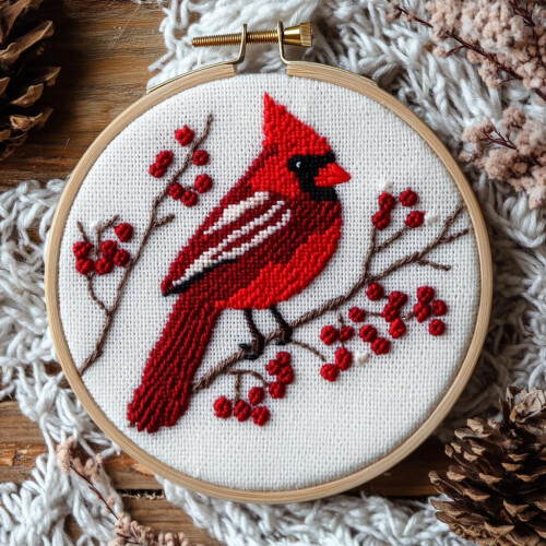 Κιτ βελόνας διάτρησης Red Cardinal σε δέντρο μούρων – Αρχάριοι