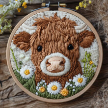 Baby Brown Highland Cow Punch Needle Kit – Nybörjare