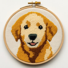 Nålsats för babygul golden retriever – 20x20cm