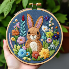 Nålstanskit Kanin i blommor 20x20cm