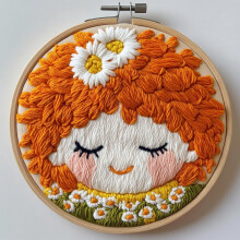 Orange Highland Daisy Punch Needle Kit – 20x20cm Nybörjare