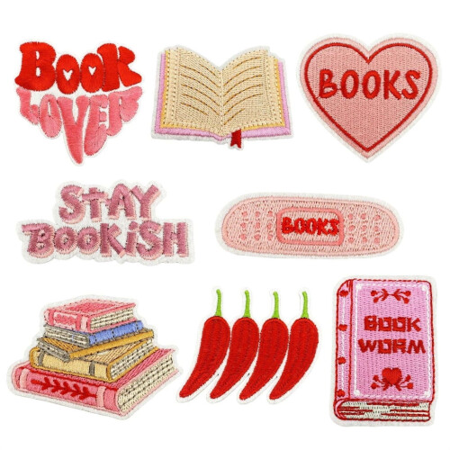 Toppe ricamate termoadesive a tema libri (8 pezzi)