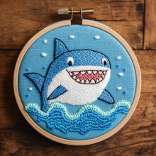 Nålhålssats Shark Design 20x20cm nybörjarset