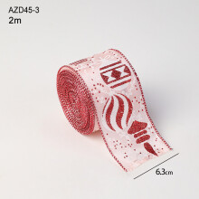 Cinta decorativa navideña de 2 m con lazo estampado en caliente.
