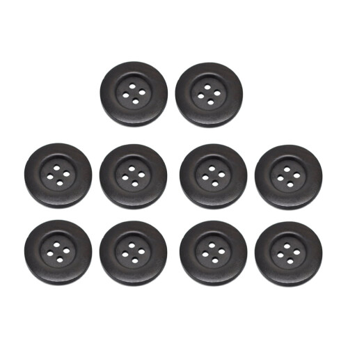 10 stk. 5 cm runde treknapper med 4 hull brune