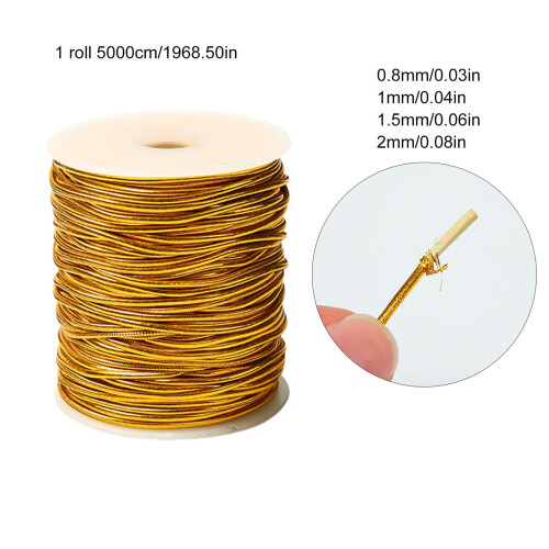 Metallisk elastisk snor 0,8–2,0 mm til hobby og smykker 2
