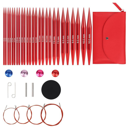 Interchangeable Circular Knitting Needles Set, Aluminum 3.0mm-10.0mm with Case for Crafting