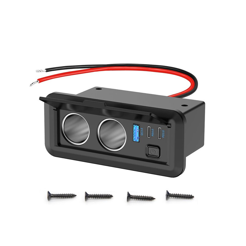 Dual Lighter Socket 78W 12V Usb Outlet Dual Usb-C Pd & Qc3.0 Car Charger Port With For Bus Boat 6034264307968