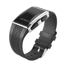 Nieuw Led-Horloge, Luxe Mode Dames Digitaal Sportbandpolshorloge voor Dames, Dress-Horloges, Klok-Geheel Zwart
