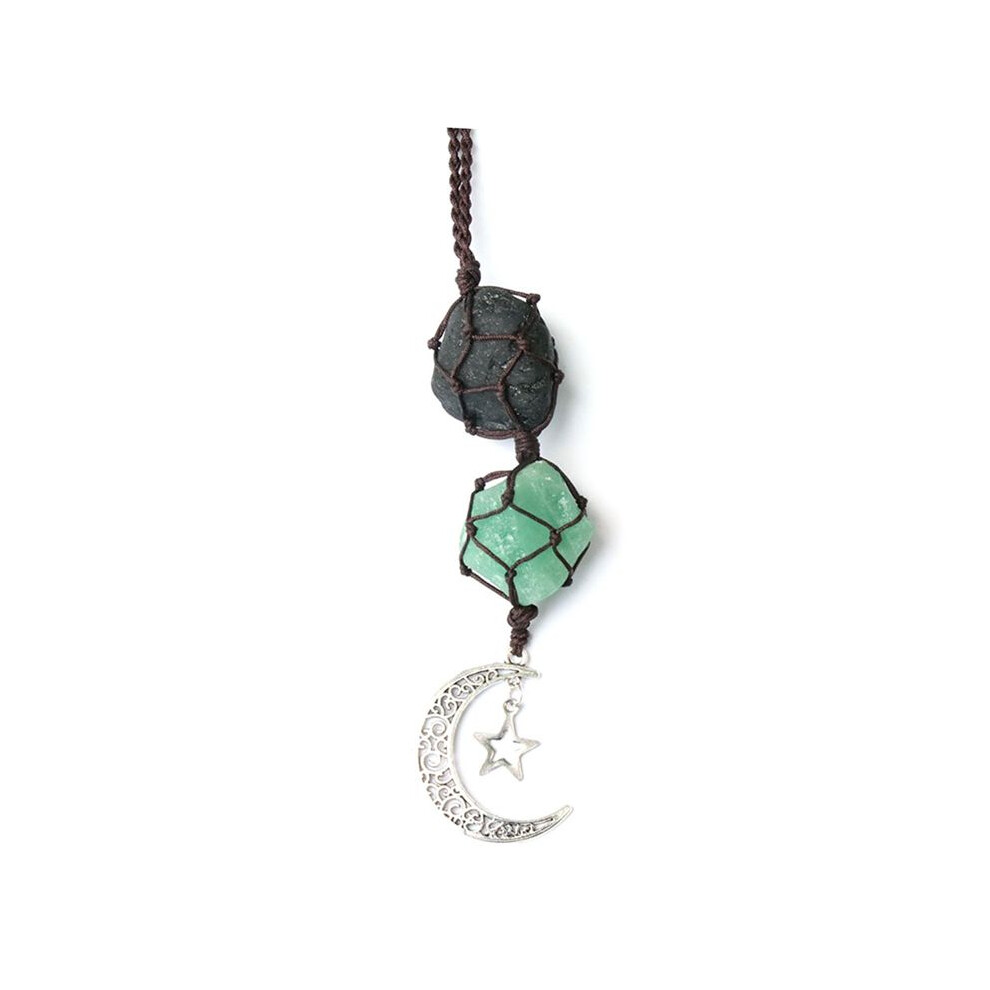 Car Star Moon Pendant Stone Crystal Chakra Quartz Net Bag Pendant Home Wall Hanging Decor Car Pendant Ornament Gift A 6032794219386