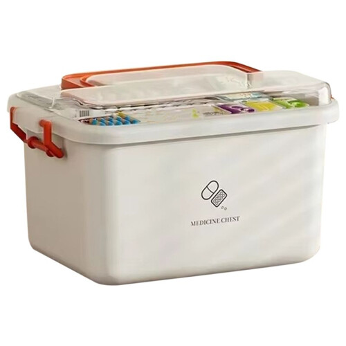 Large Capacity Box Portable Home Aid Kit Family Emergency Box with Multi-Layer Storage Case A