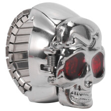 RöDa öGon Skull Design Stretchy Band Kvarts Ringklocka för Lady MäN