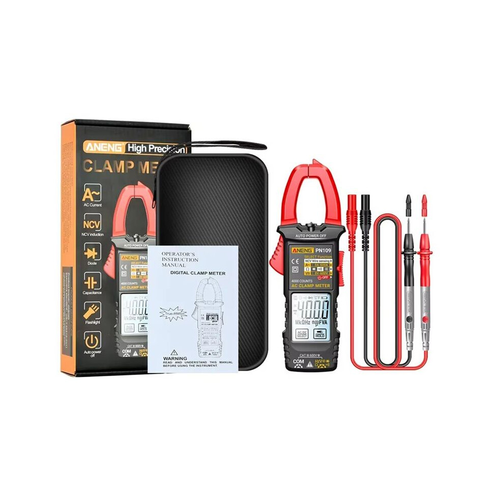 Aneng Pn109 Clamp Meter Multimeter Digital 4000 Count 600A High Current Non-Contact Voltage Tester Ncv Capacitance Tools A 6033967207261