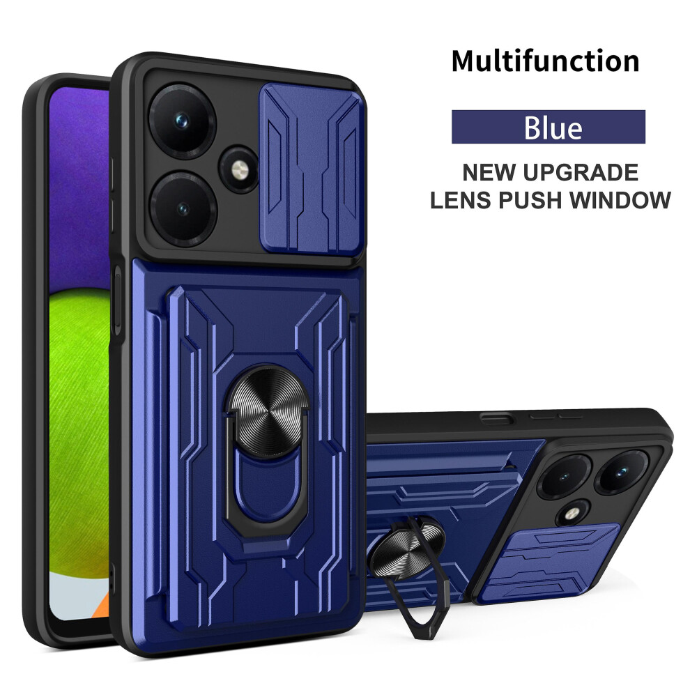 Magnetic Phone Case Compatible Infinix Note30 4G Slide Camera Lens Protection And Built In 360 Rotatable Ring Holder: Blue 3403292165865