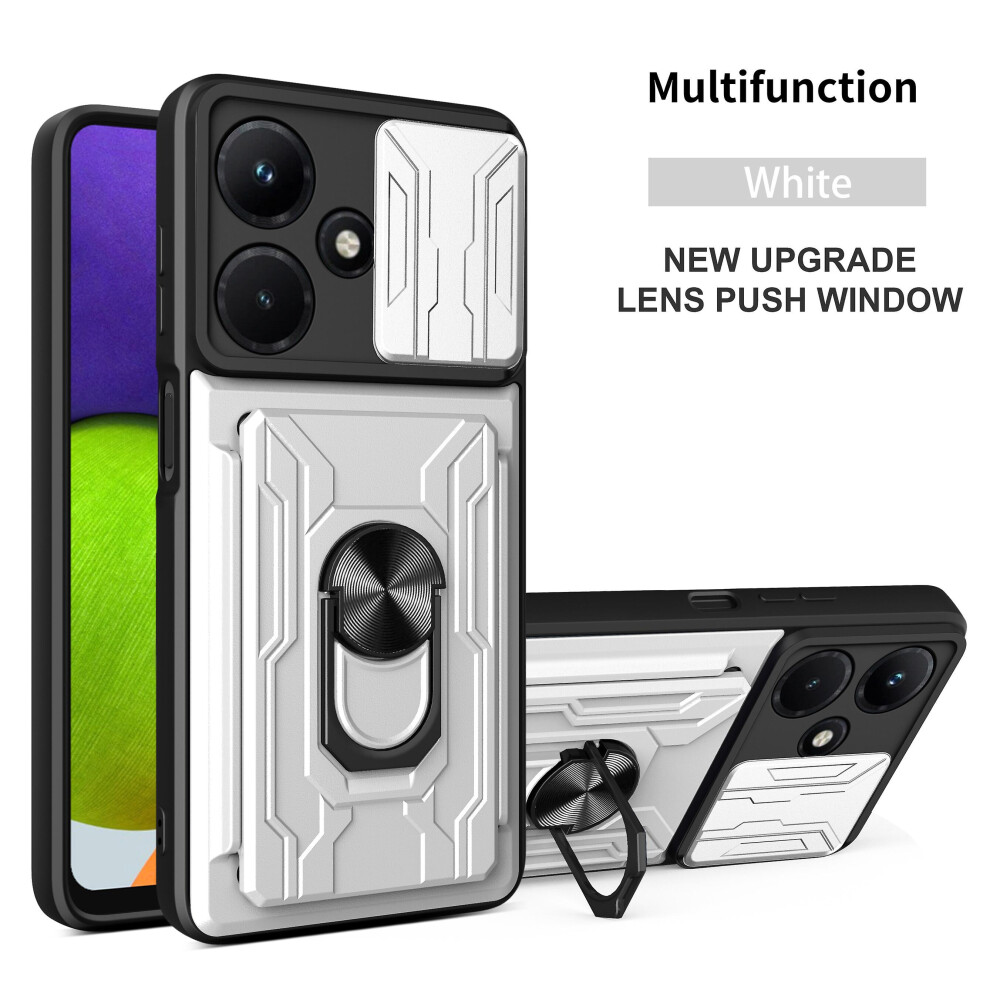 Magnetic Phone Case Compatible Infinix Note30 4G Slide Camera Lens Protection And Built In 360 Rotatable Ring Holder: White 3403292165919