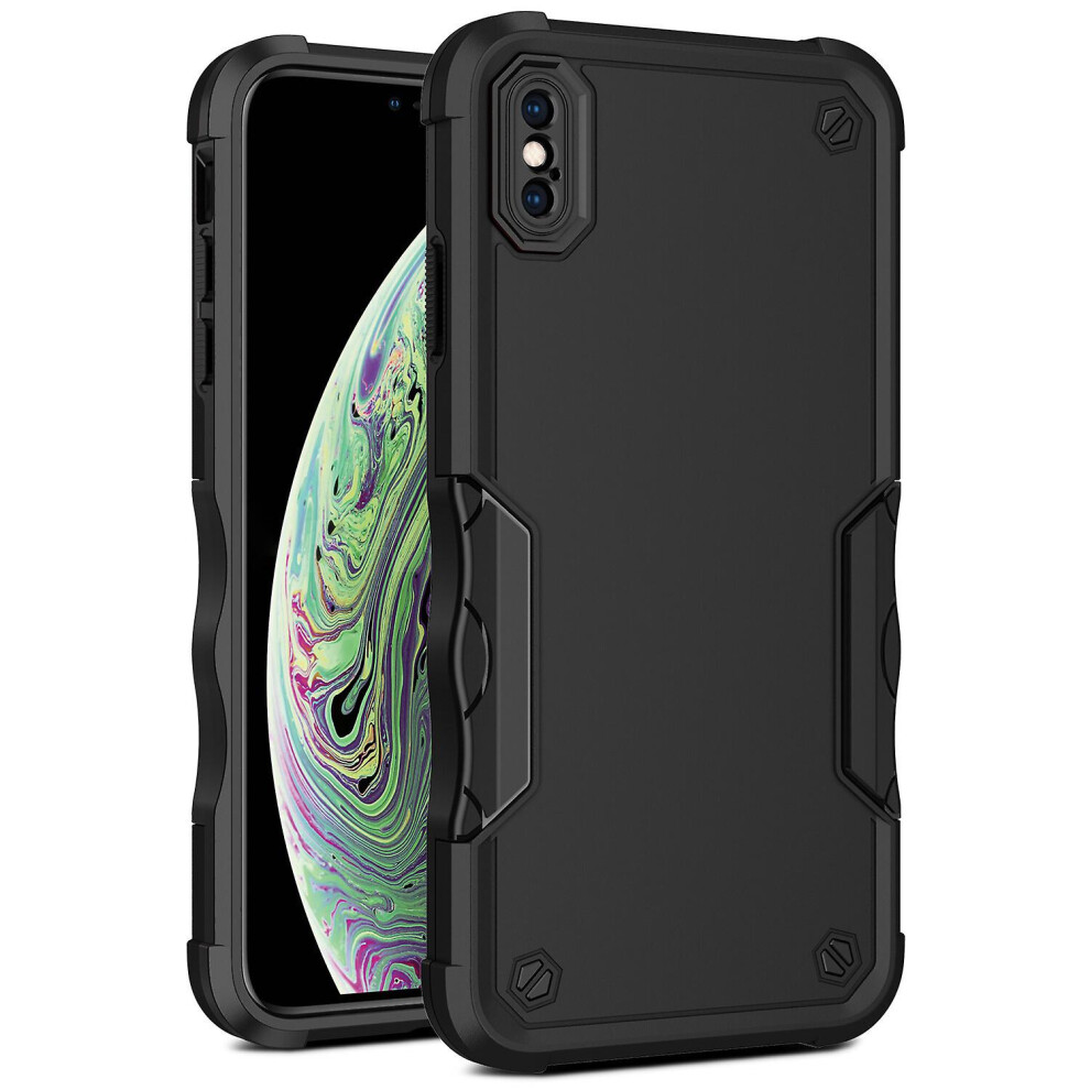 Compatible Iphone Xs Max Case, Heavy Duty Dual Layer Slim Shockproof Cover: Black 4162318383988