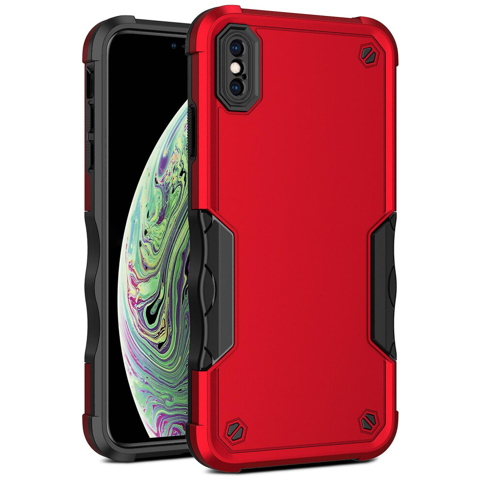 Compatible Iphone Xs Max Case, Heavy Duty Dual Layer Slim Shockproof Cover: Red 4162318384022