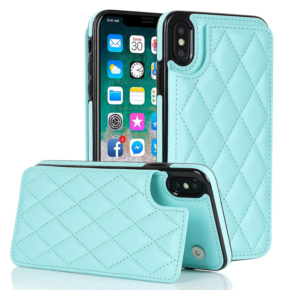 Iphone Xs Max Case, Pu Leather Flip Cover Magnetic Closure Wallet Card Slots Stand Case: Green 4162318383933