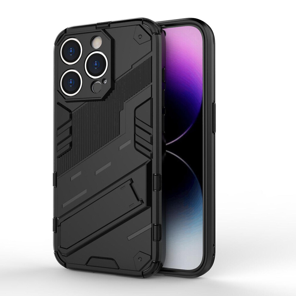 Slim Case Compatible Iphone 15 Pro Shockproof Dual-Layer Stand Cover: Black 4162318384107