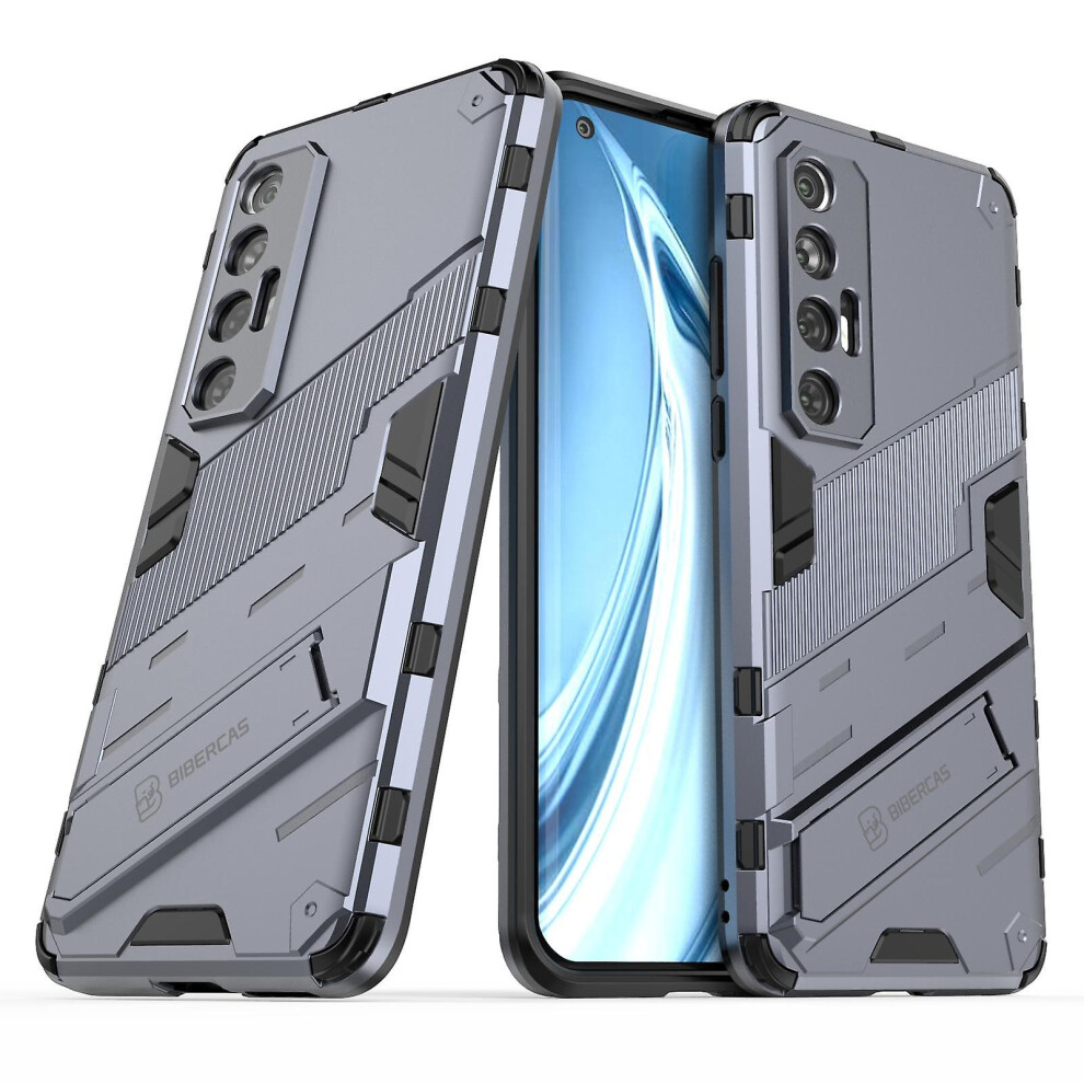 Slim Case Compatible Mi 10S Shockproof Dual-Layer Stand Cover: Grey 4162318384084
