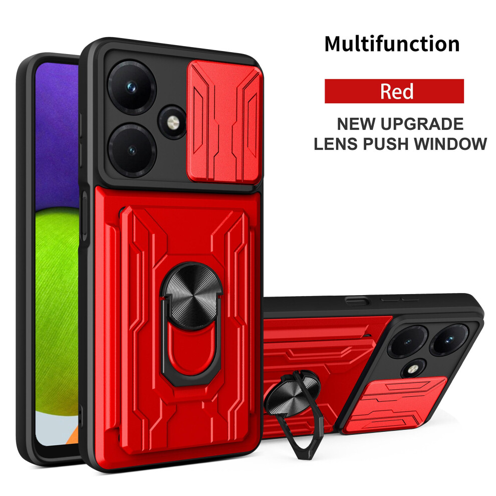 Magnetic Phone Case Compatible Infinix Note30 4G Slide Camera Lens Protection And Built In 360 Rotatable Ring Holder: Red 3403292165896